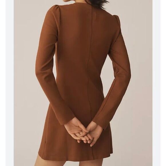 Reformation Micah Brown Faux Button Up Long Sleeve Mini Dress NWT Size Small - Picture 2 of 8